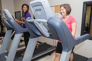 Patient on treadmill